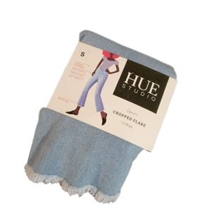 HUE Studio Denim Cropped Flair Hi-Rise Leggings Size Small